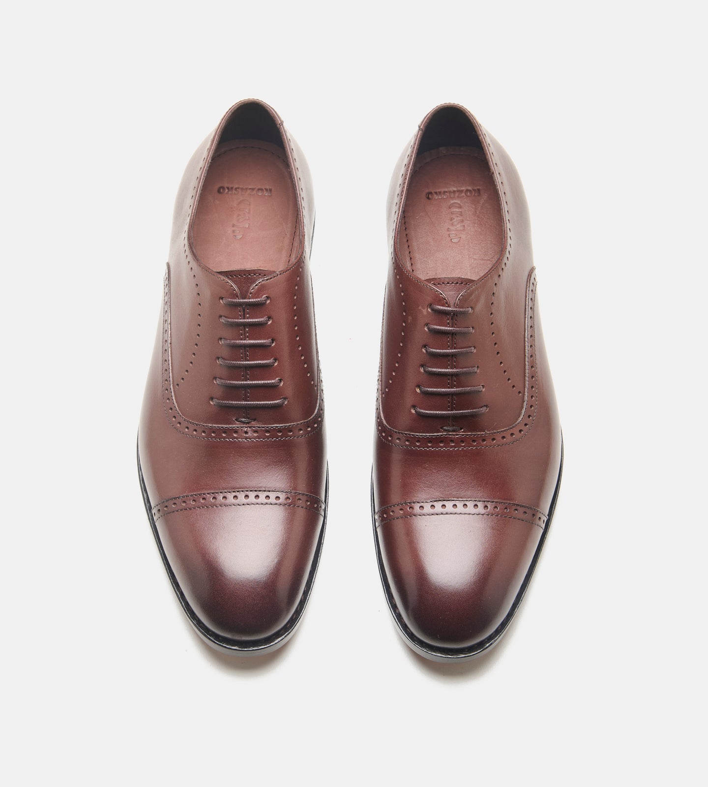 Hand-Welted Brown Captoe Oxford with Punches