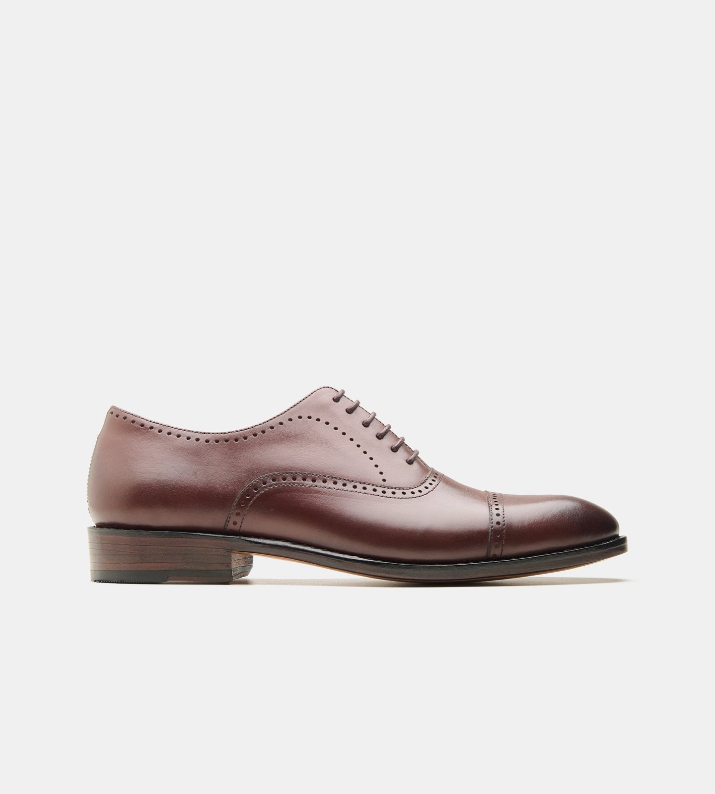 Hand-Welted Brown Captoe Oxford with Punches