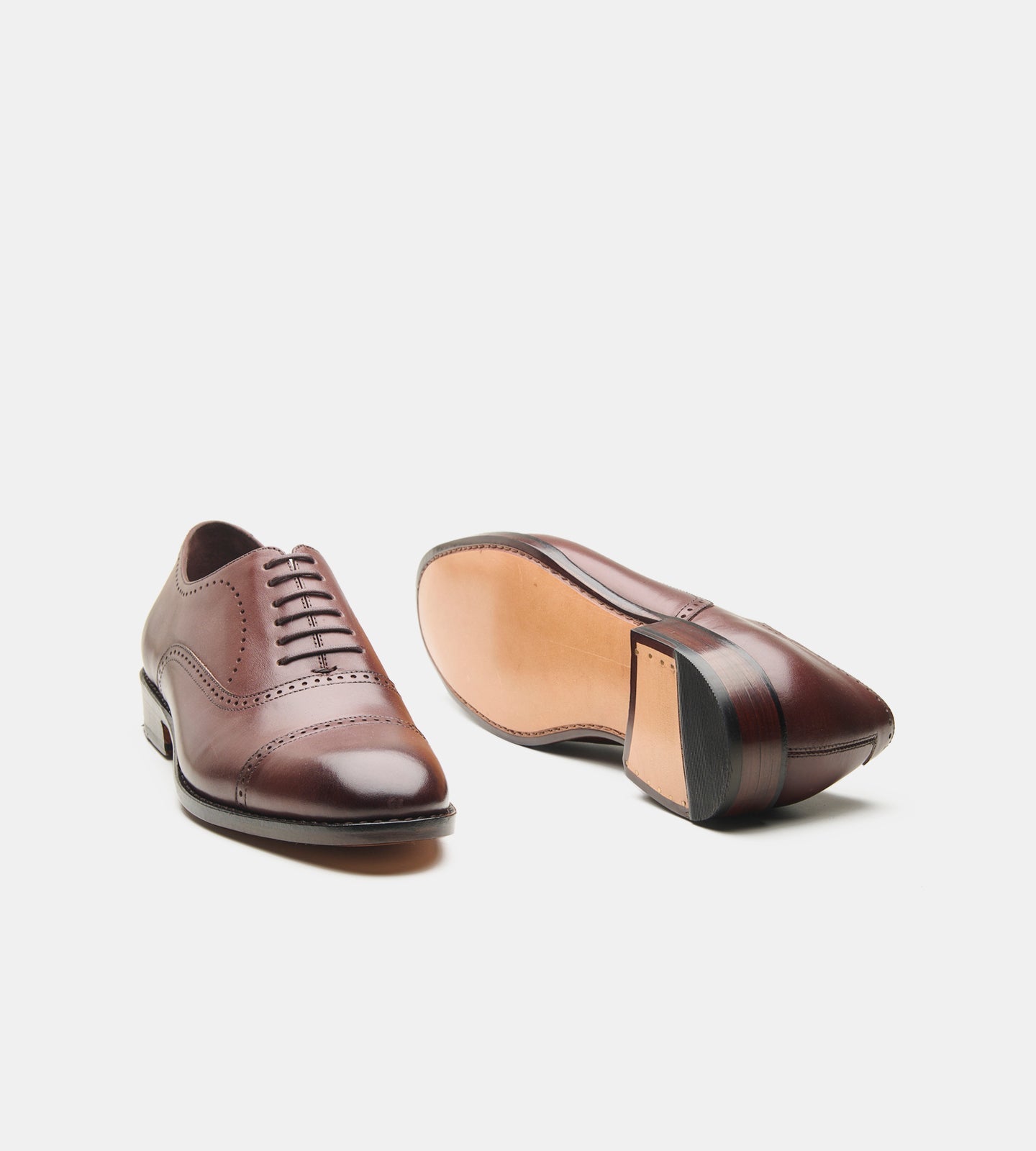 Hand-Welted Brown Captoe Oxford with Punches