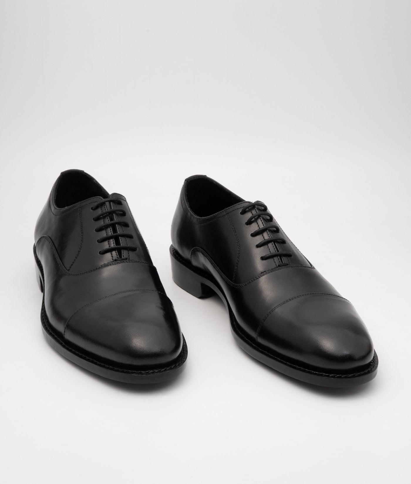 Hand-Welted Black Captoe Oxfords