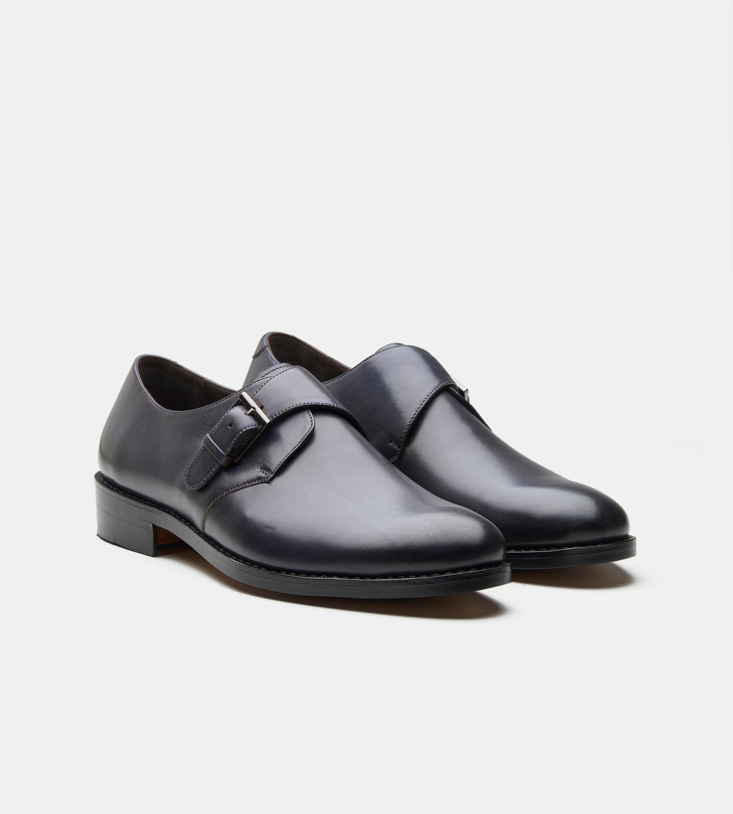 Hand Welted Navy Single Strap Monk Shoe