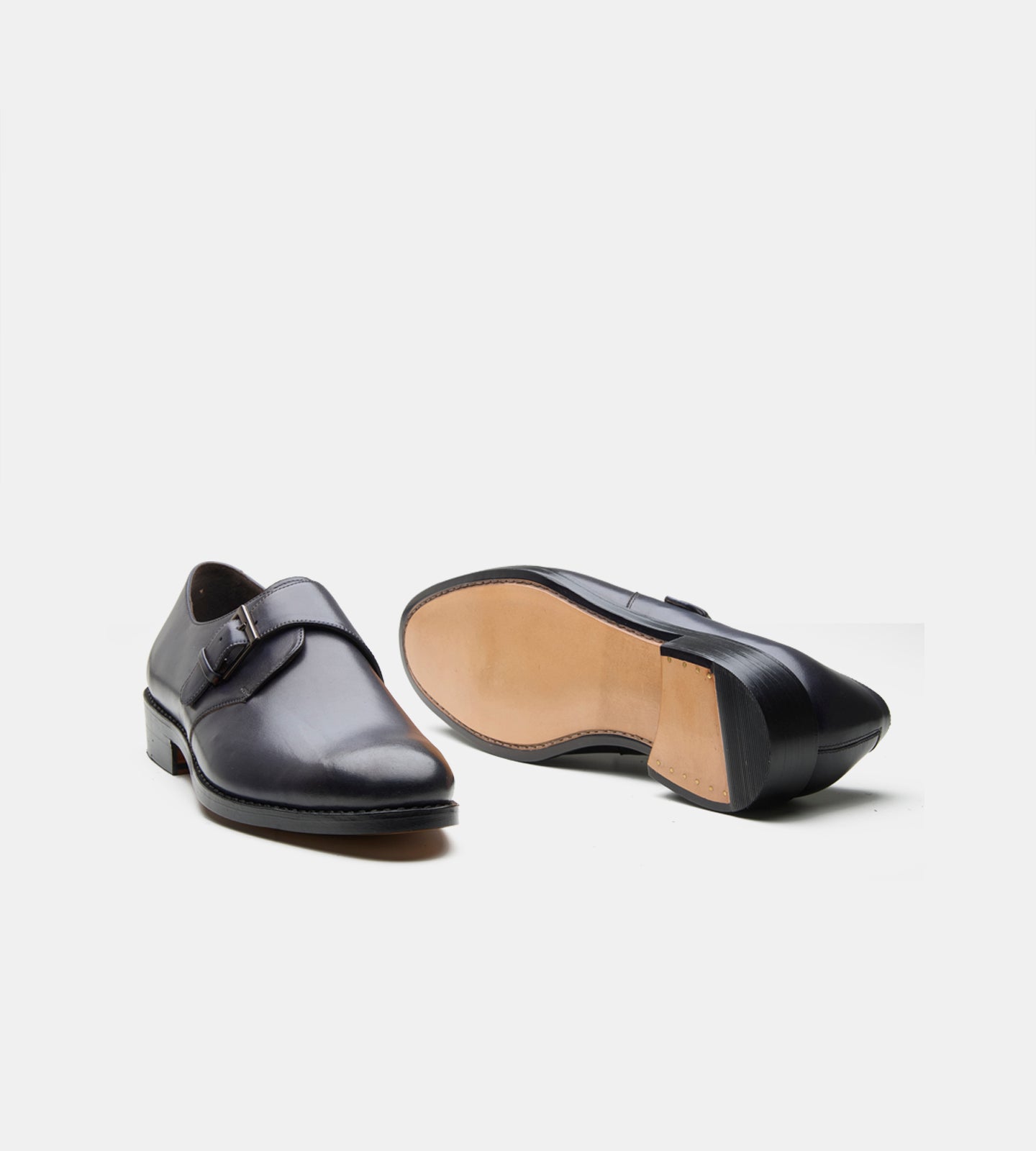 Hand Welted Navy Single Strap Monk Shoe