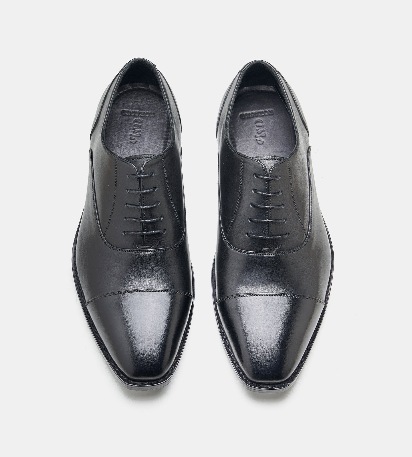 Hand-Welted Chisel Toe Black Captoe Oxfords