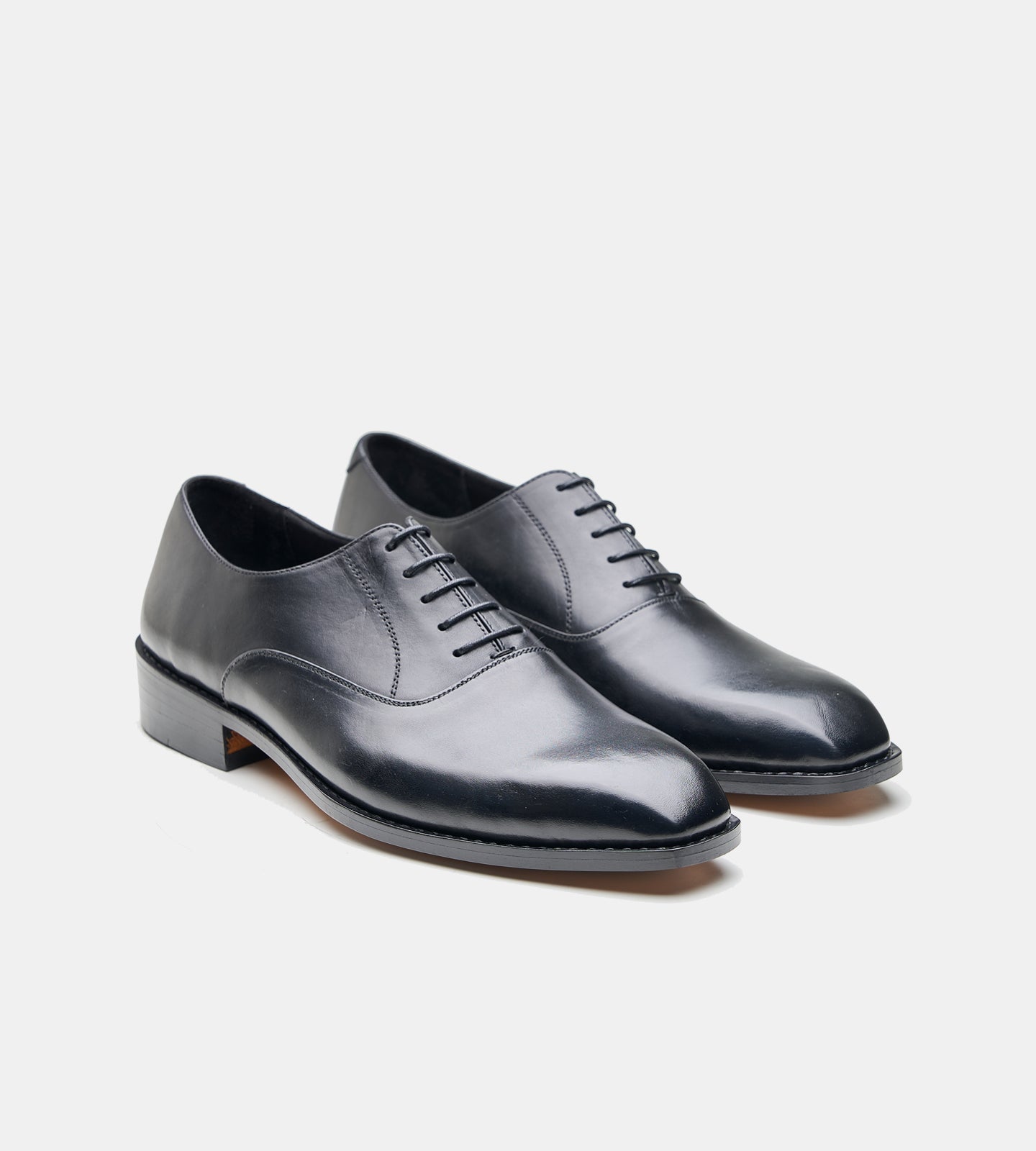 Hand-Welted Black Chisel Toe Oxfords