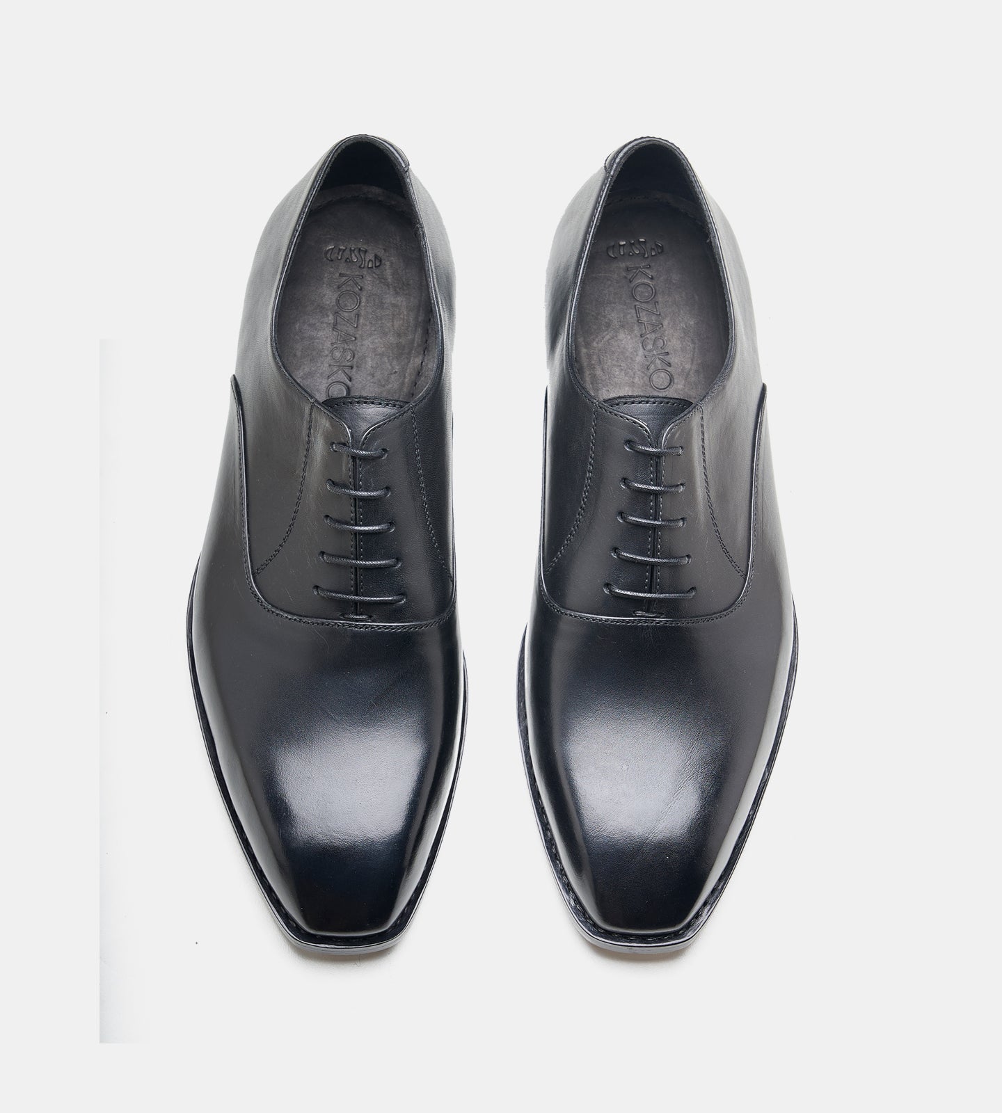 Hand-Welted Black Chisel Toe Oxfords