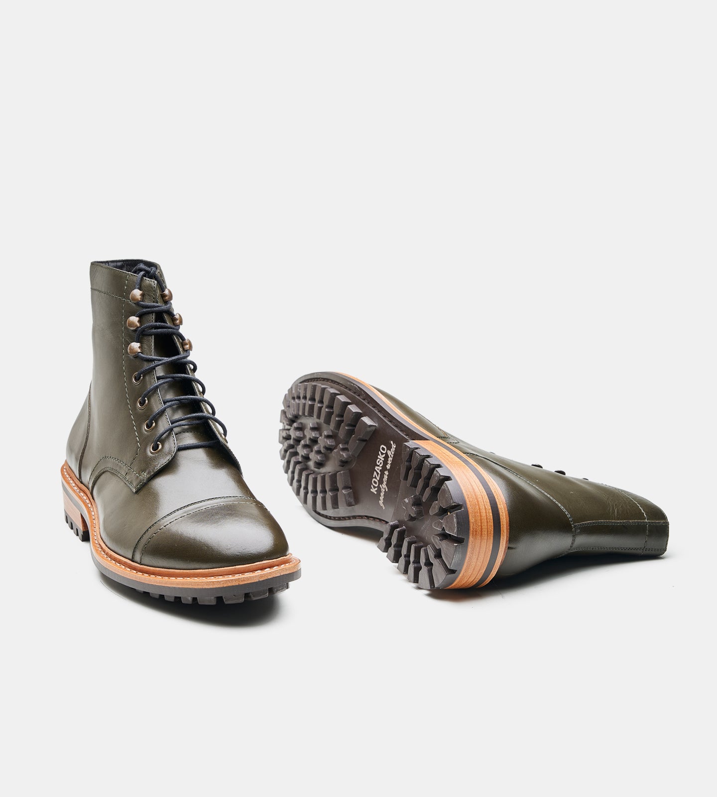Hand-Welted Olive Captoe Boot
