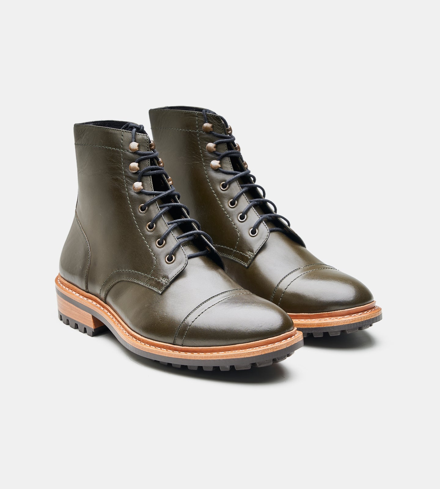 Hand-Welted Olive Captoe Boot