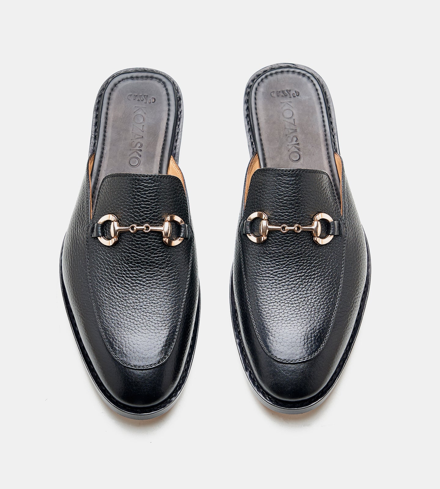 Hand-Welted Black Milled Horse-bit Mules