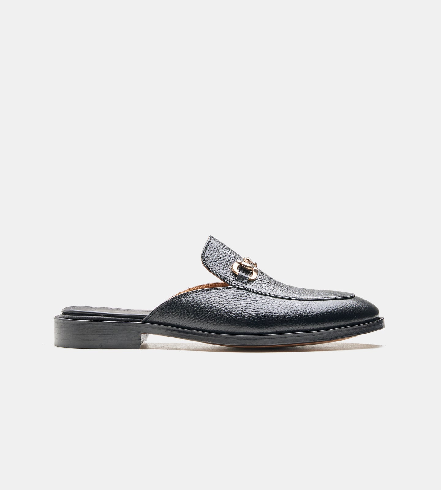 Hand-Welted Black Milled Horse-bit Mules