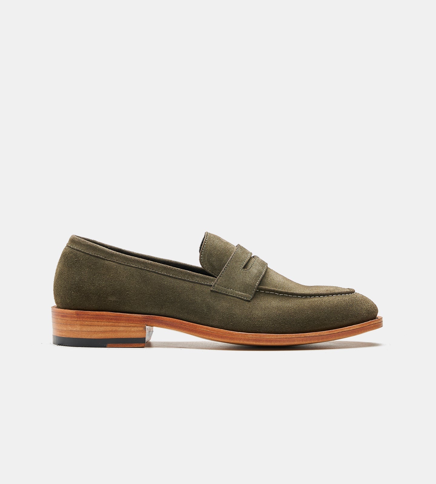 Hand Welted Olive Suede Penny Loafer