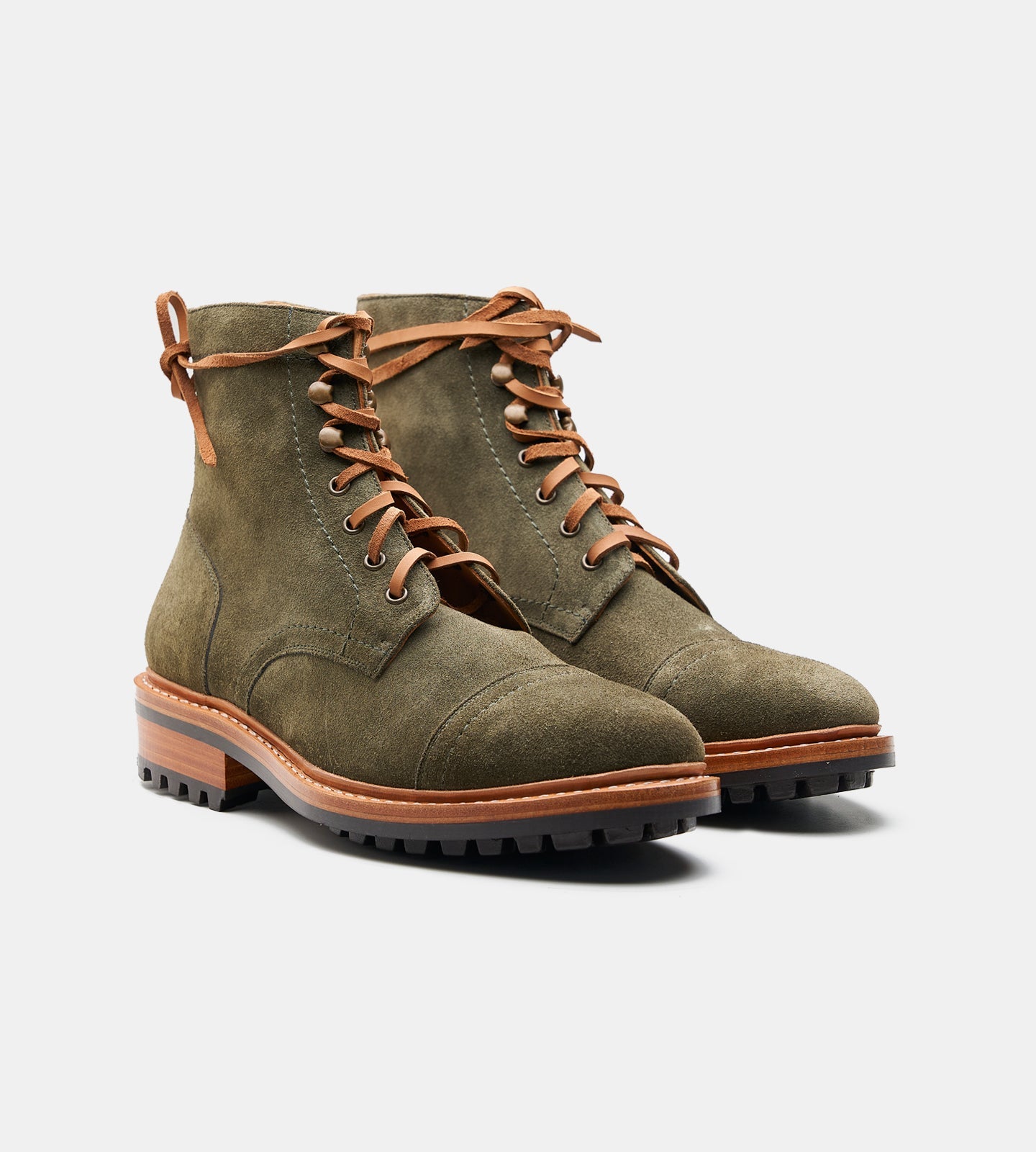 Hand Welted Olive Suede Captoe Boot