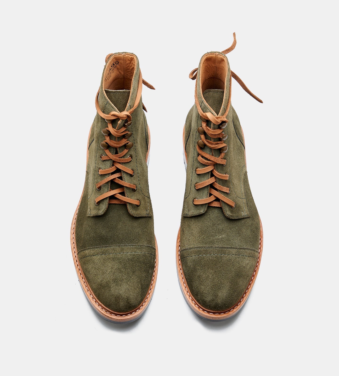 Hand Welted Olive Suede Captoe Boot
