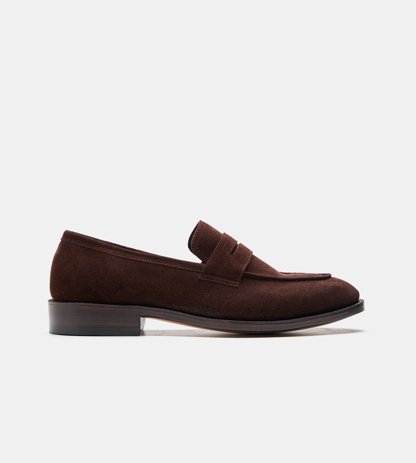 Hand-Welted Brown Suede Penny Loafer