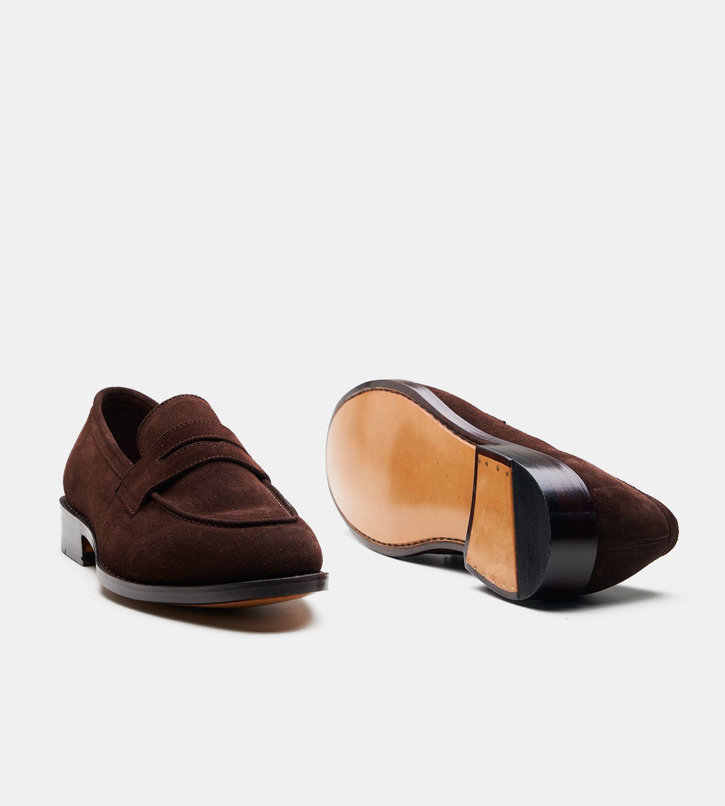 Hand-Welted Brown Suede Penny Loafer