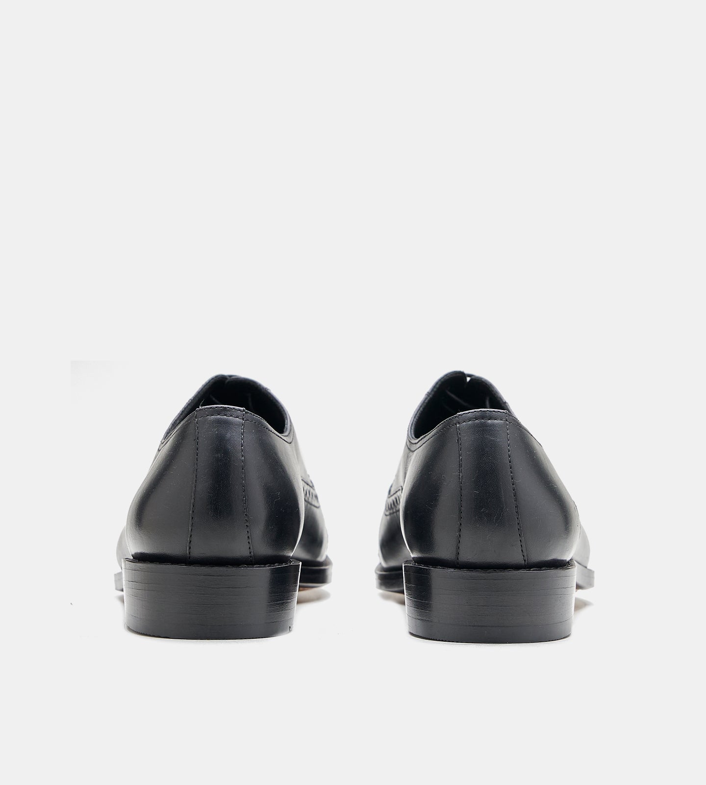 Hand-Welted Semi Brogue Black Captoe Oxfords