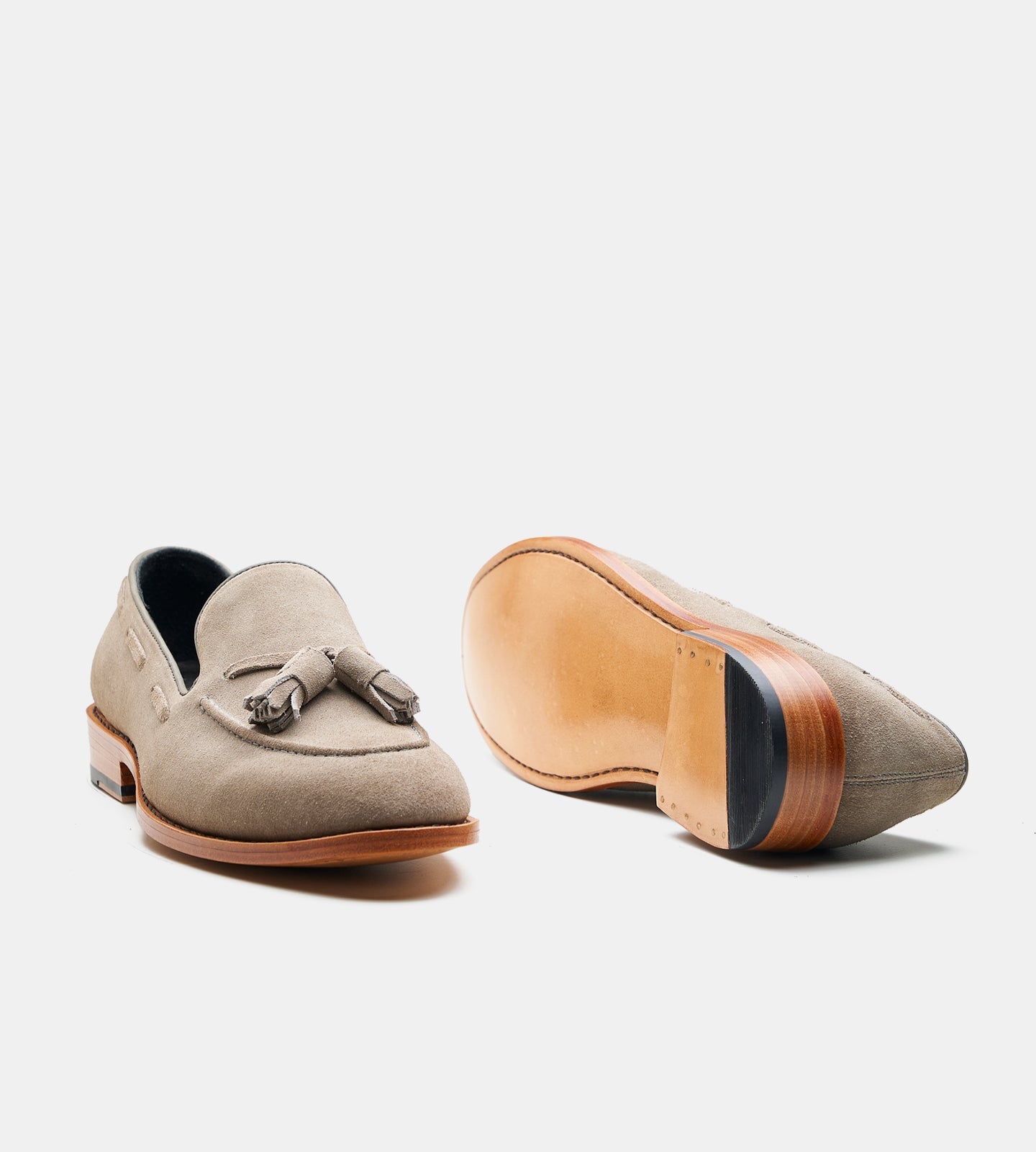 Hand Welted Grey Suede Tassel Loafers