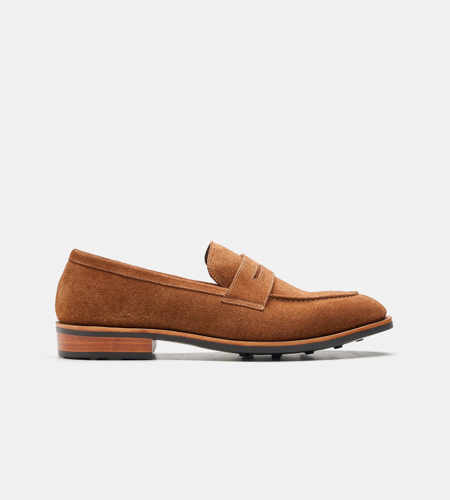 Hand-Welted Caramel Suede Penny Loafer