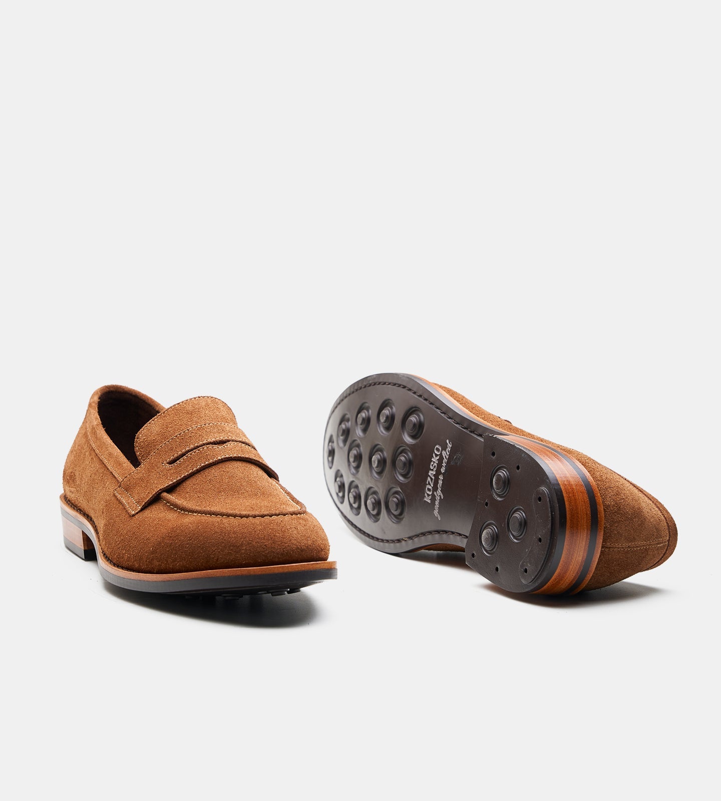 Hand-Welted Caramel Suede Penny Loafer