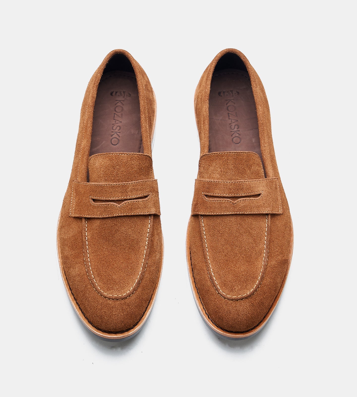 Hand-Welted Caramel Suede Penny Loafer