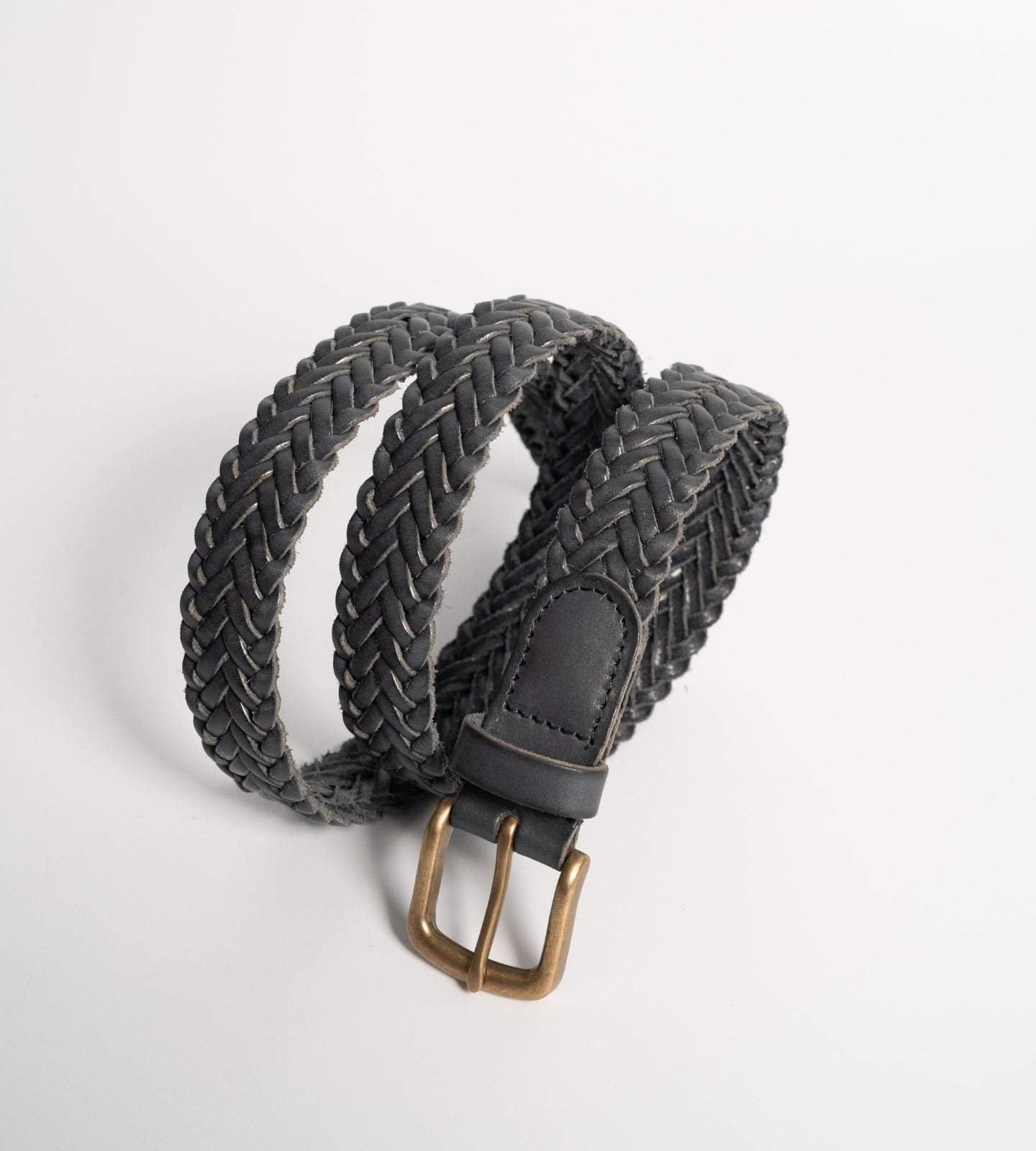 Italian Veg Tanned Black Braided Leather Belt