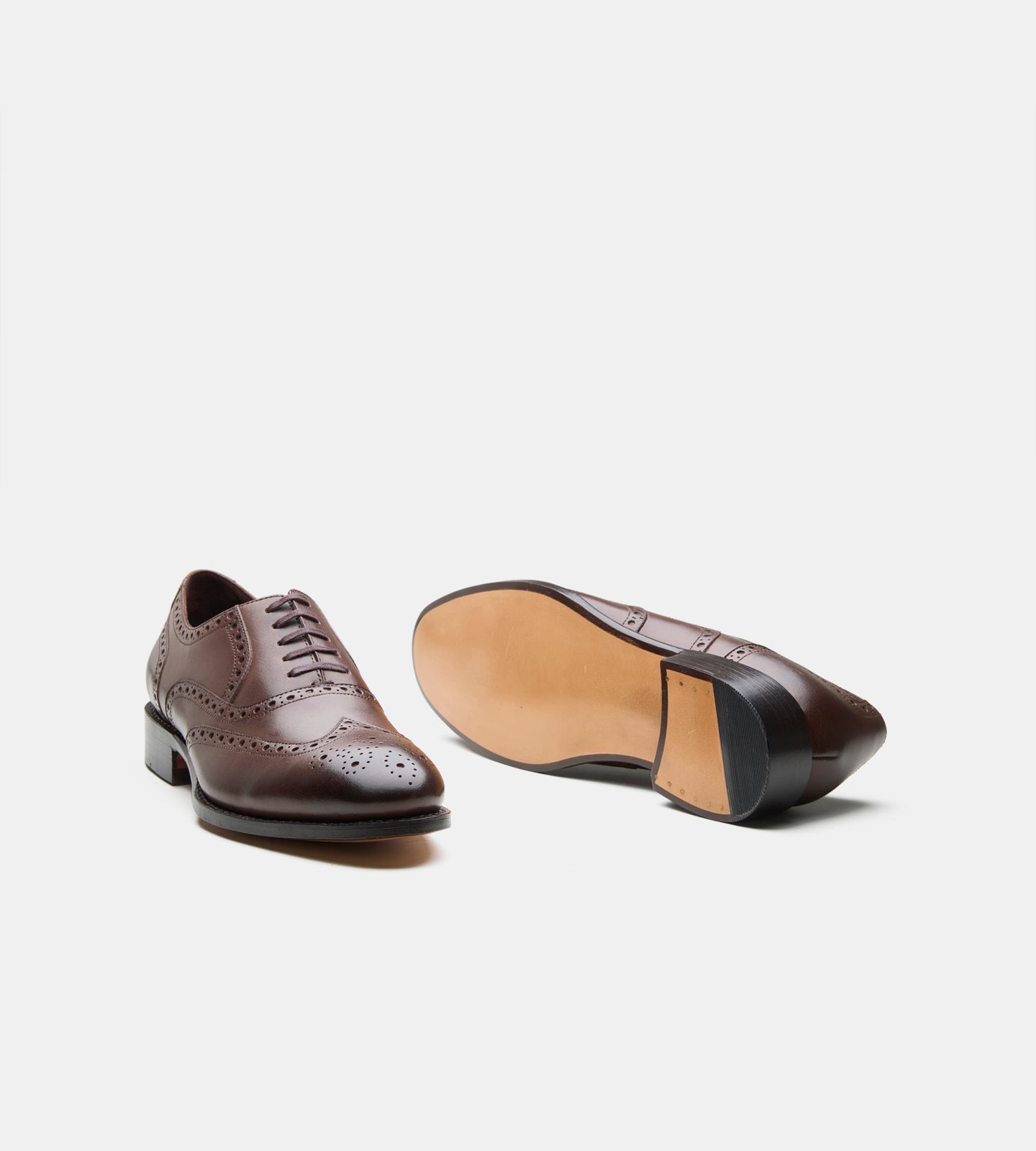 Hand-Welted Brown Wingtip Oxfords