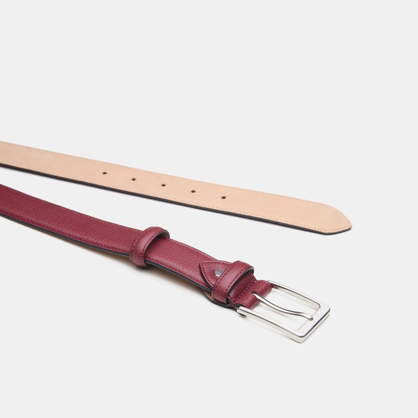 Italian Burgundy Milled Leather Belt