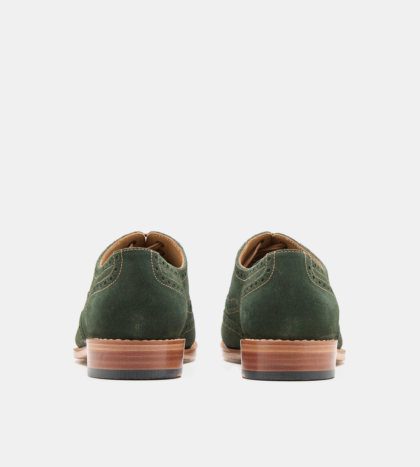 Hand-Welted Olive Suede Wingtip Oxfords