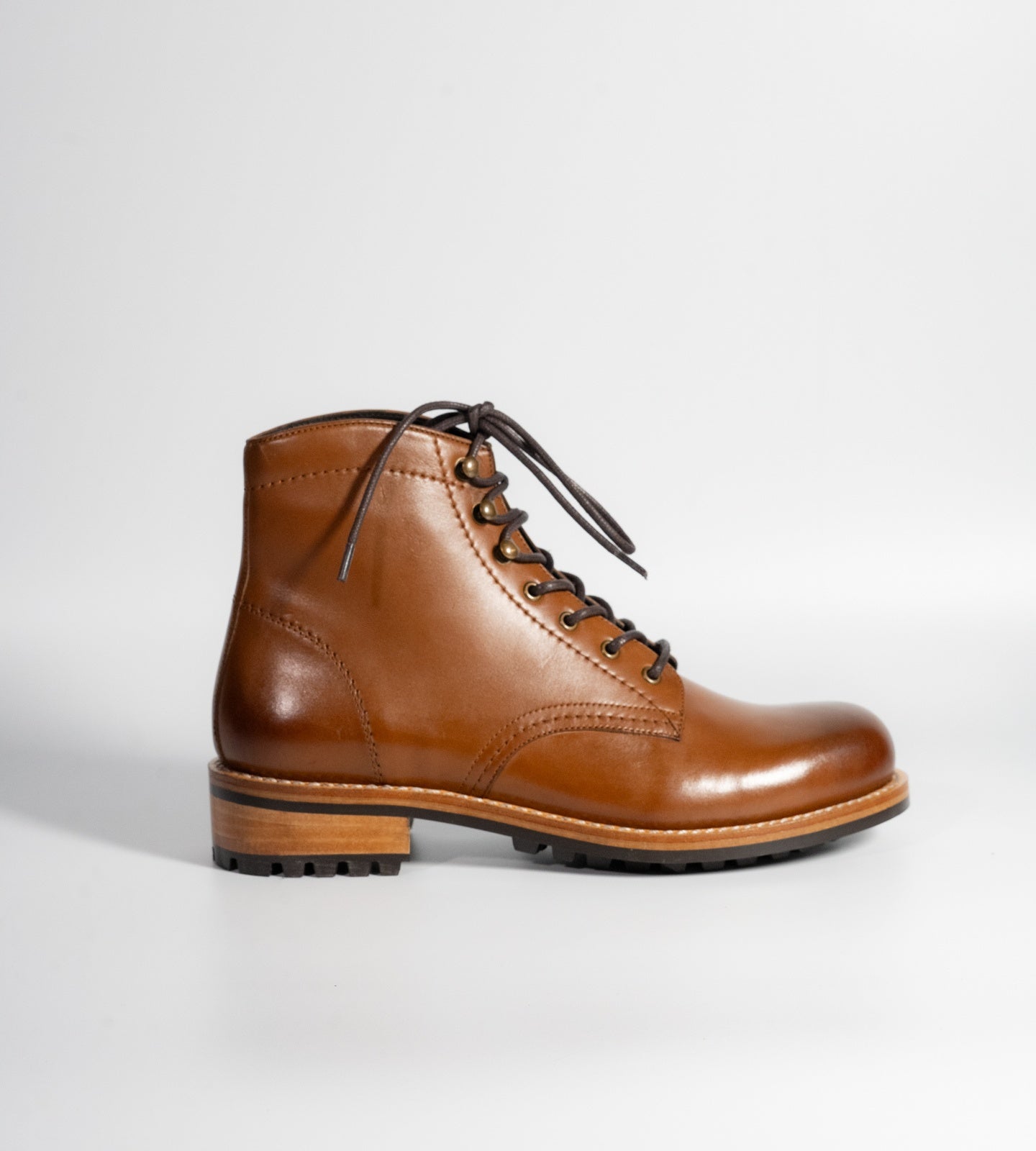 Hand-Welted Tan Leather Work Boot