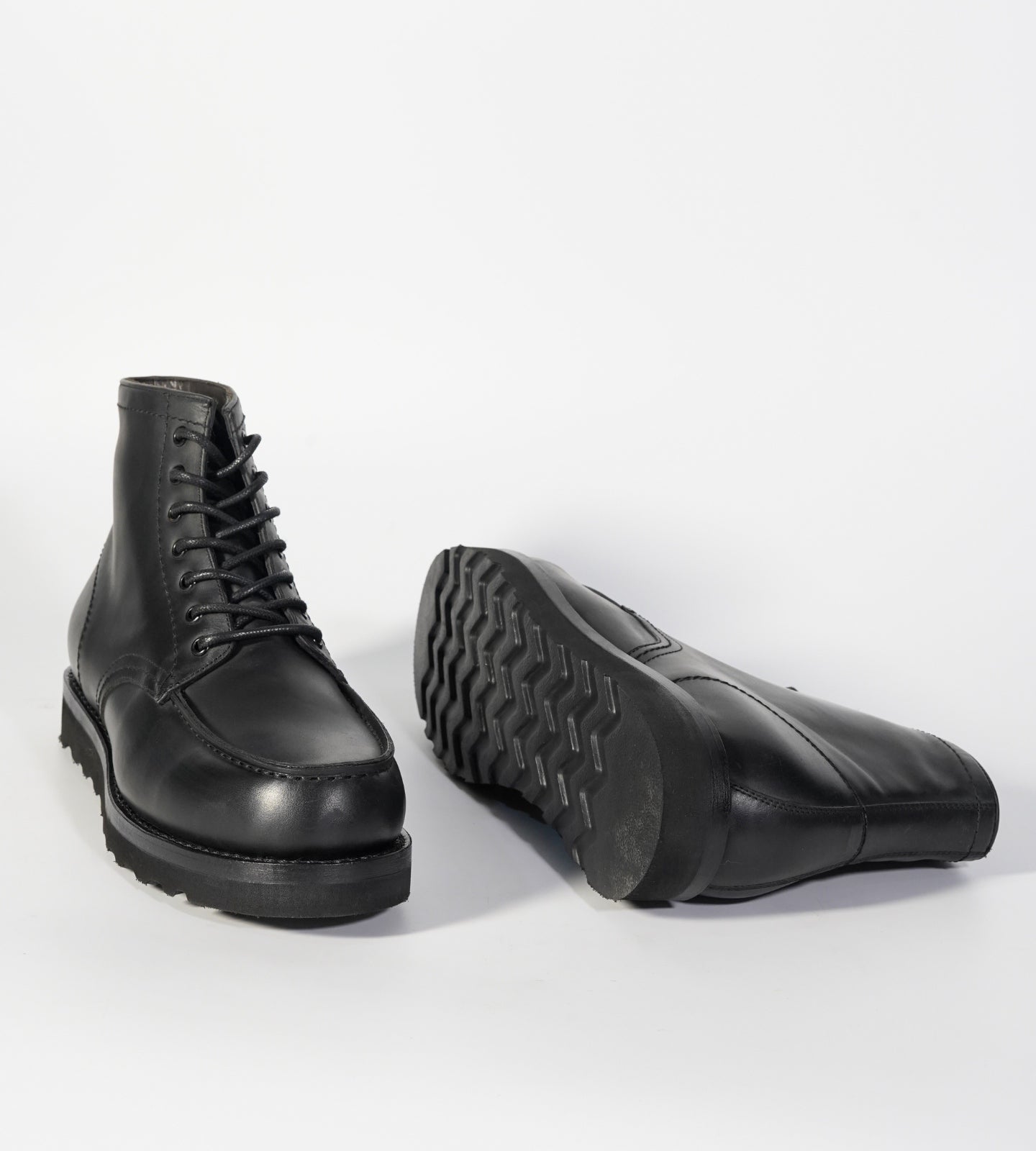 Hand-Welted Black Oiled Leather Moctoe Boot