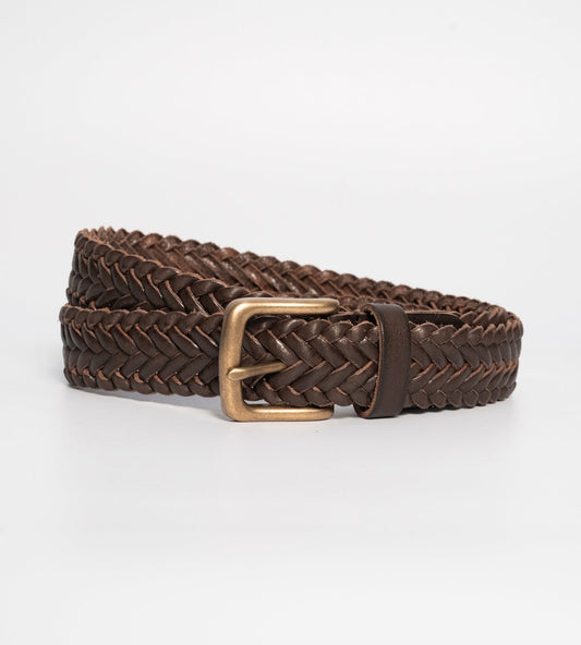 Italian Veg Tanned Brown Braided Leather Belt