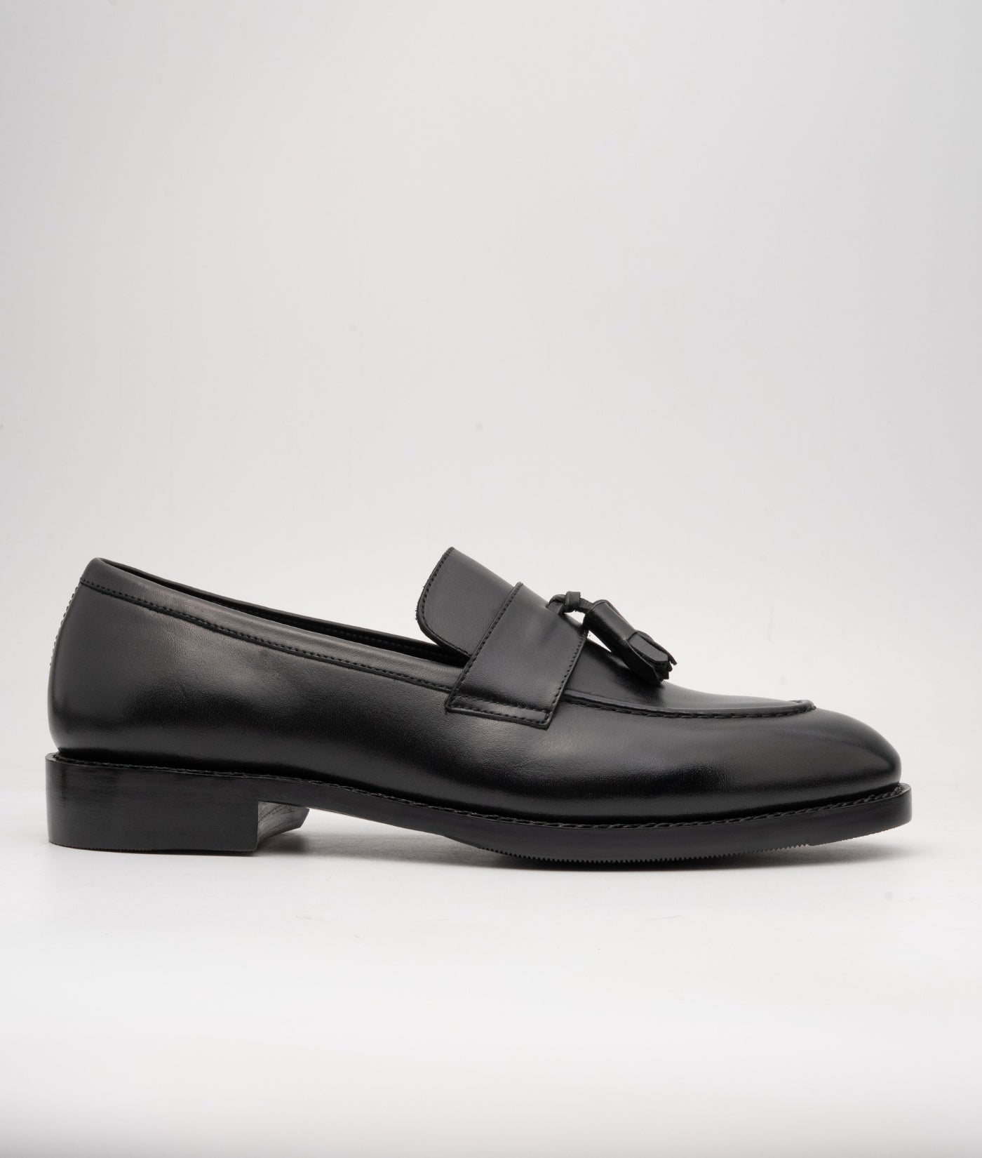 Hand Welted Black Full Grain Leather Tassel Loafer