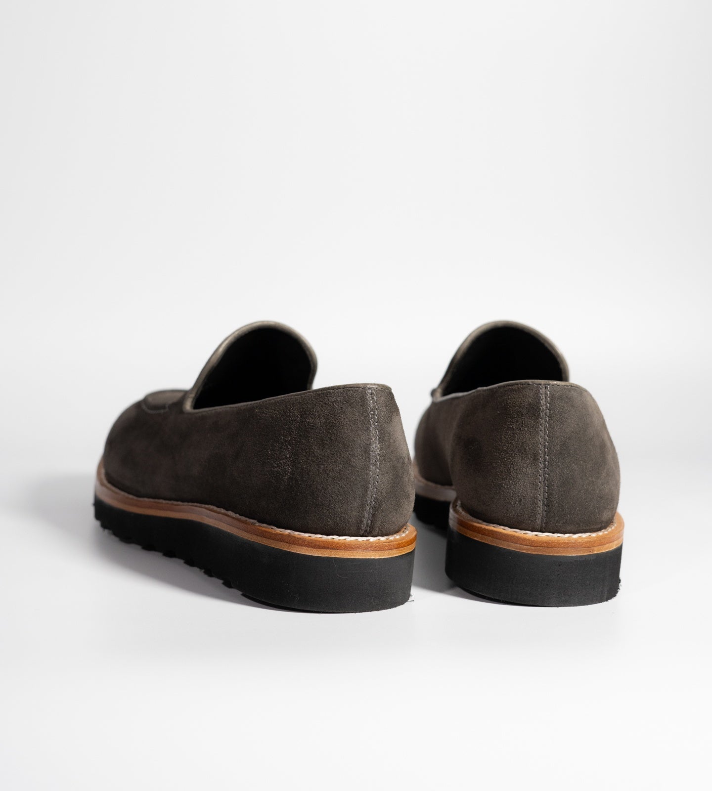 Dark Grey Suede Hand-Welted Comfort Loafers