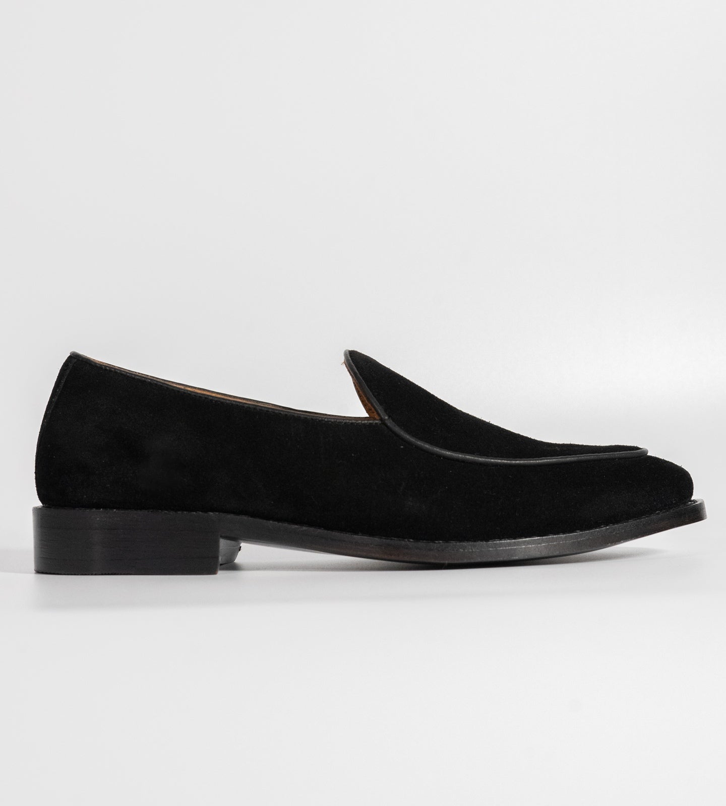 Hand-Welted Black Suede Belgian Loafer