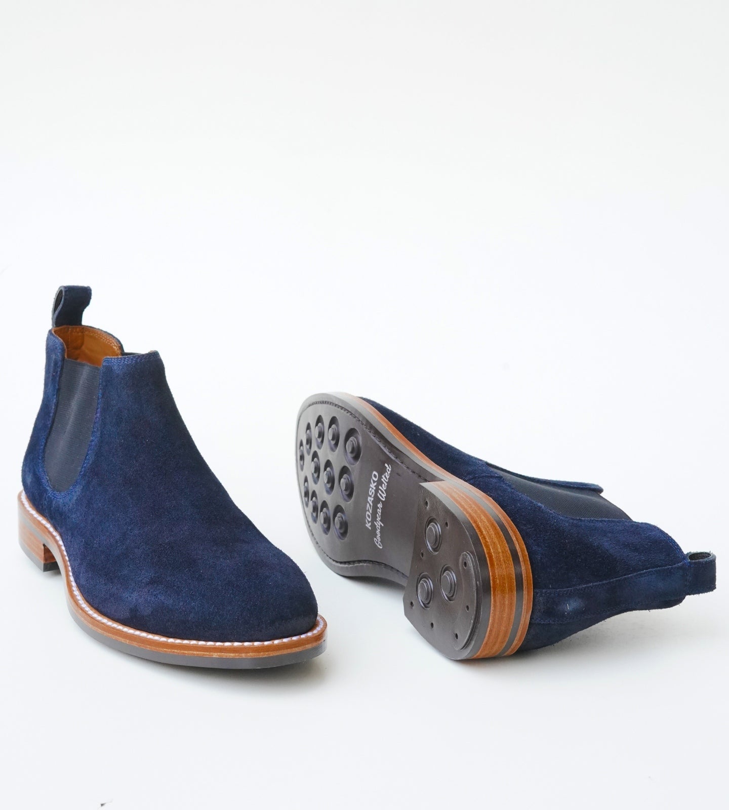 Hand-Welted Classic Navy Suede Chelsea Boot