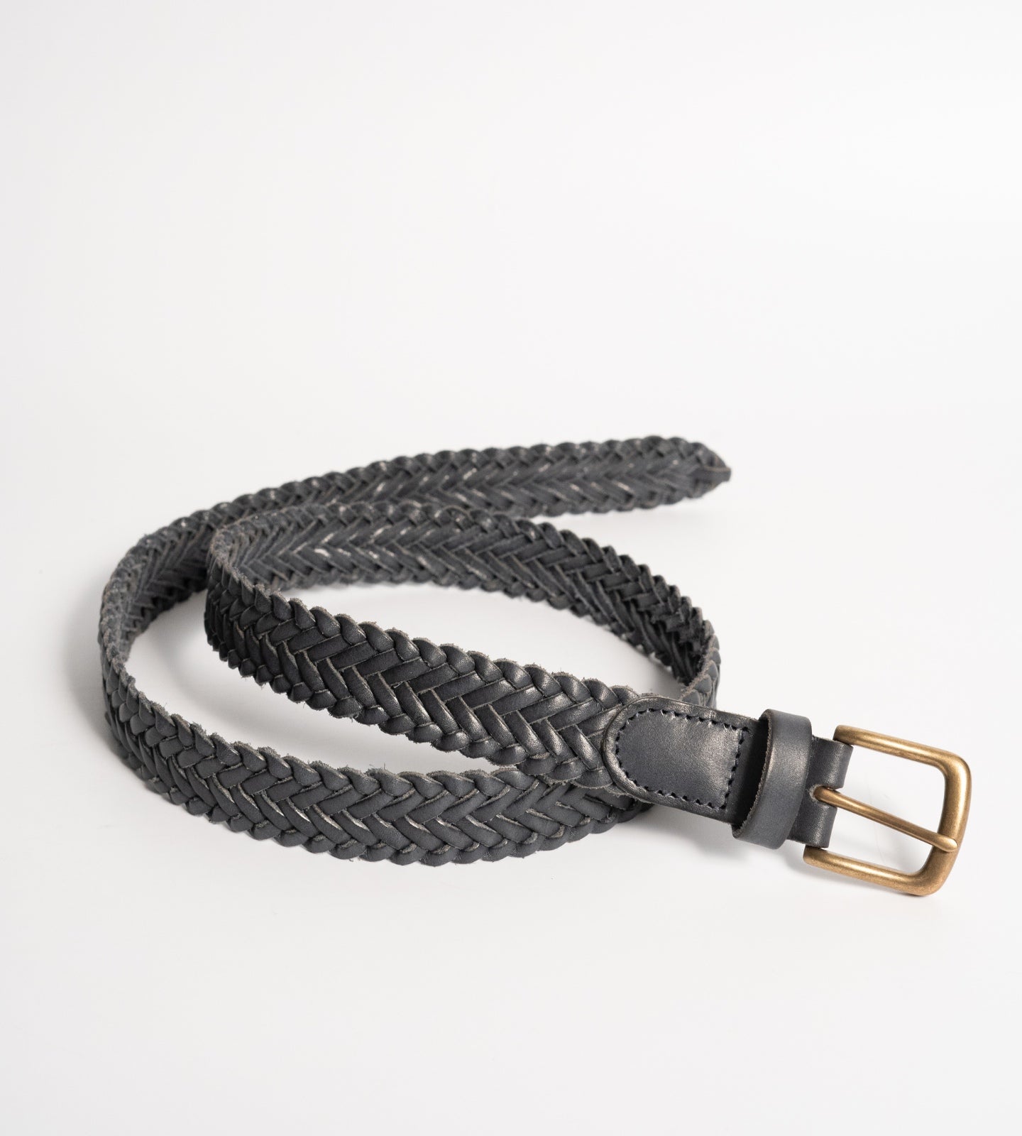 Italian Veg Tanned Black Braided Leather Belt