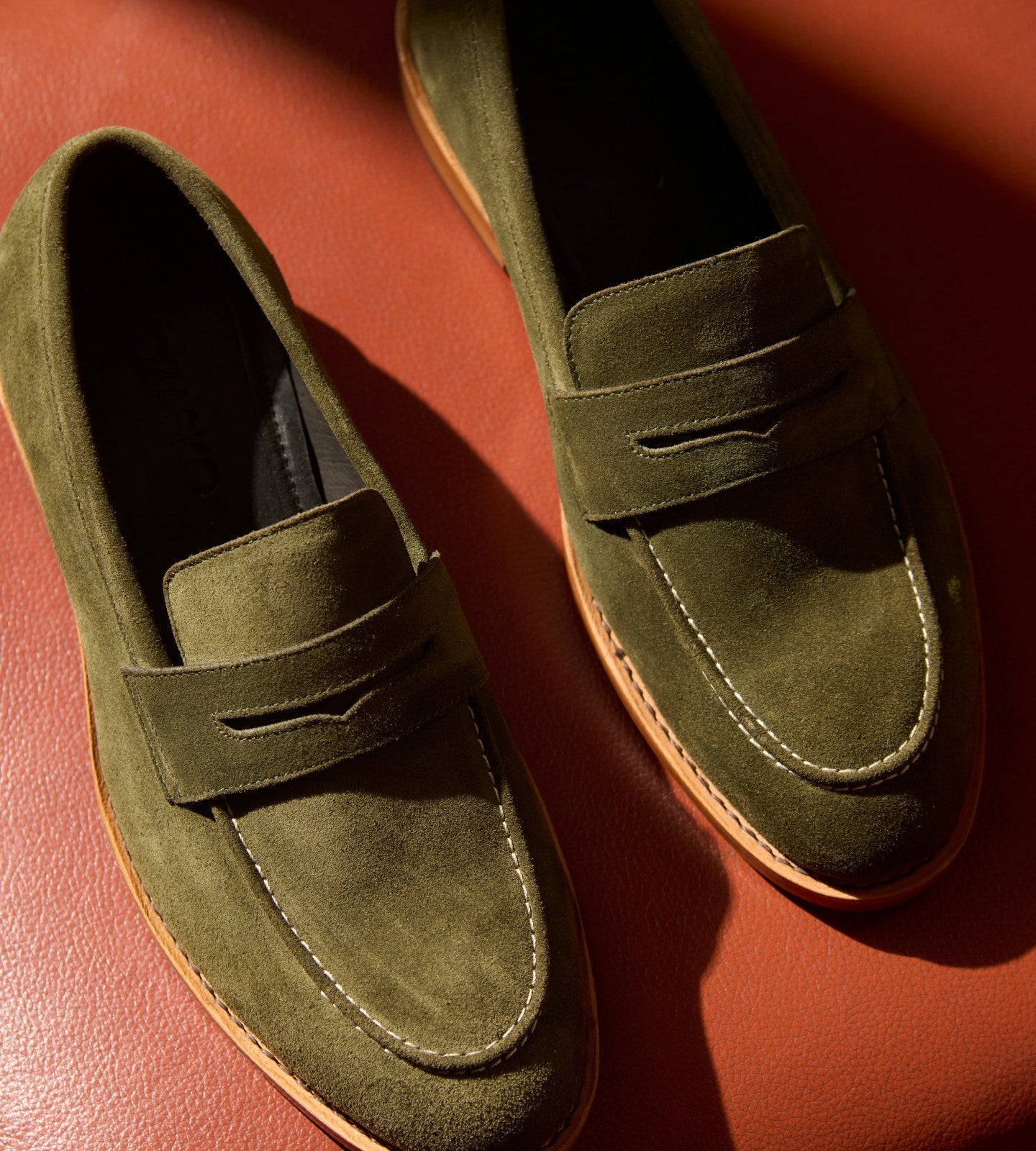 Hand Welted Olive Suede Penny Loafer