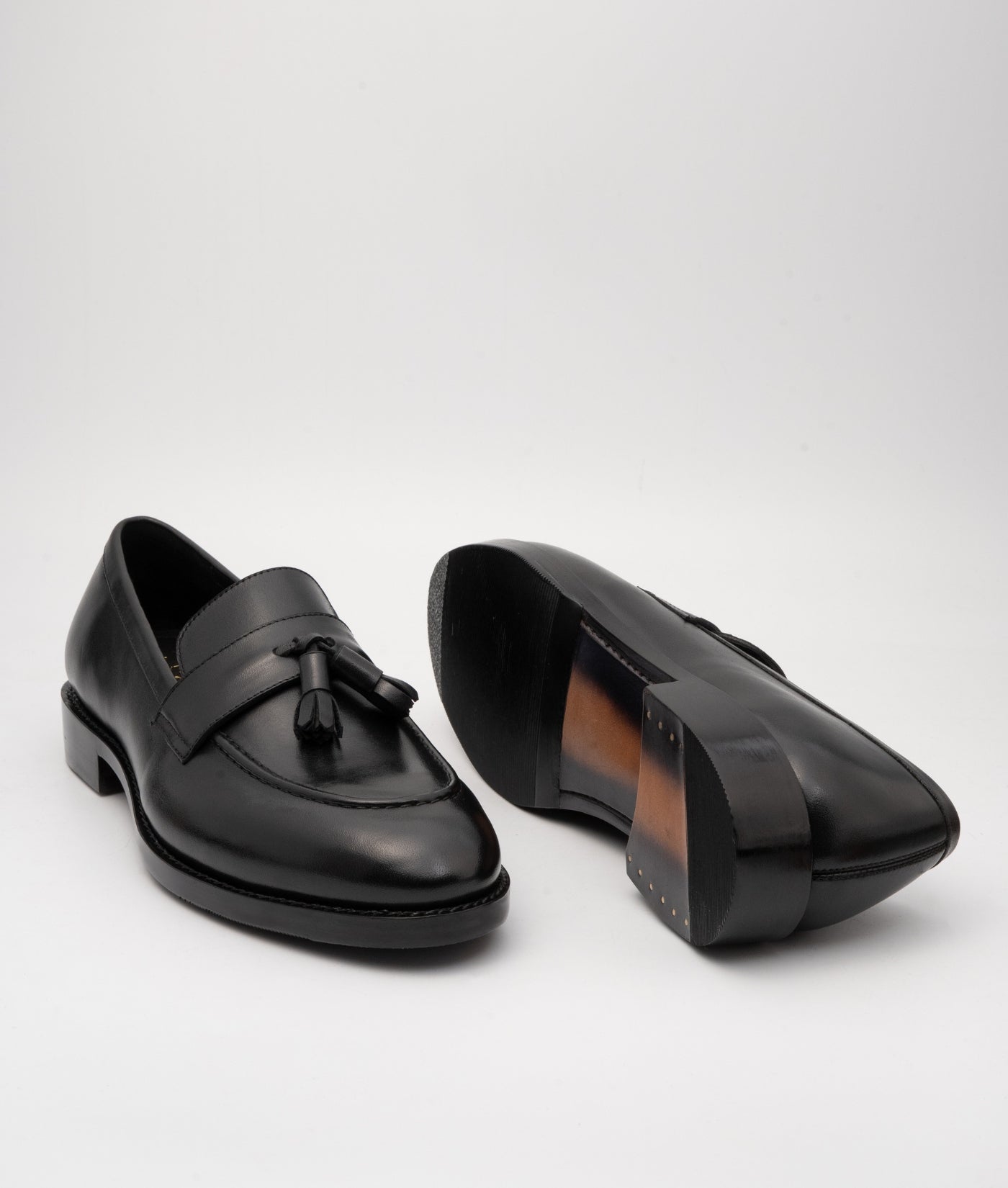 Hand Welted Black Full Grain Leather Tassel Loafer
