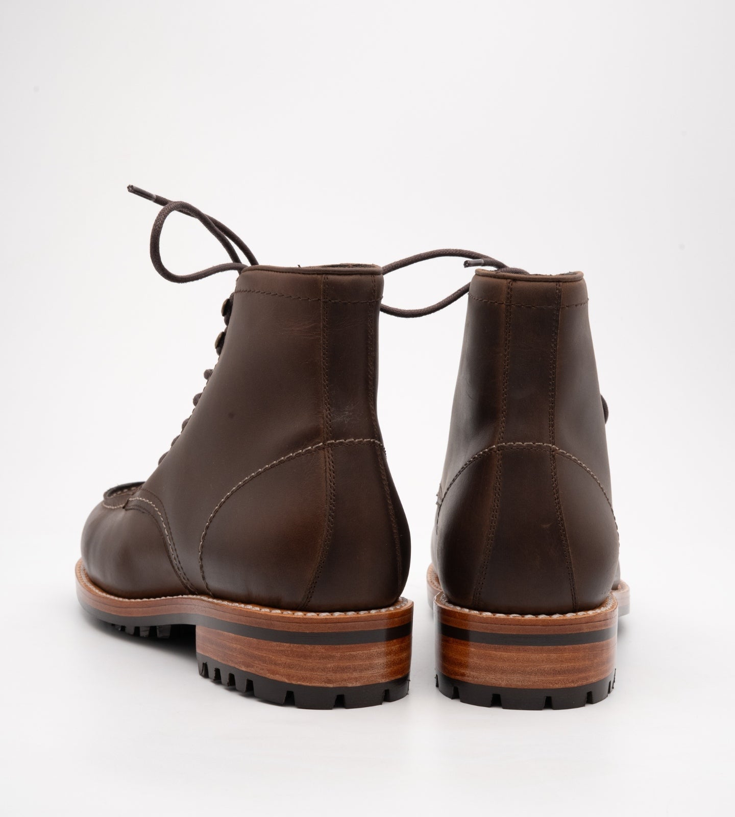 Hand-Welted Brown Oiled Leather Moctoe Boot