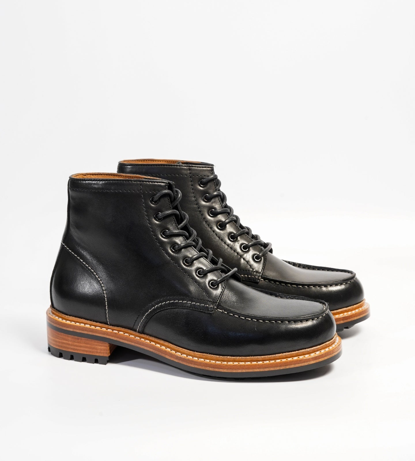 Hand-Welted Black Full Grain Moctoe Boot