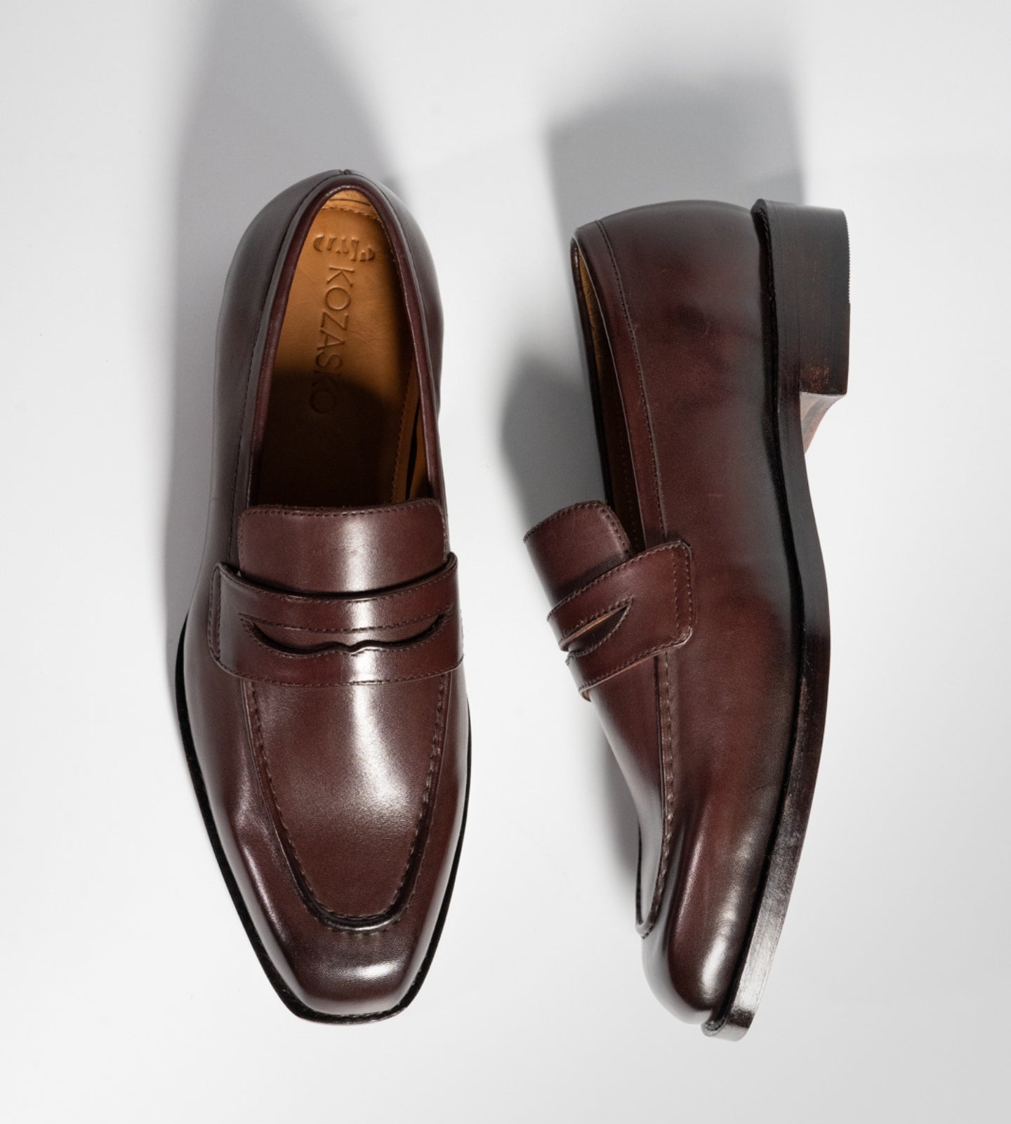 Hand-Welted Chiselled Toe Burgundy Penny Loafer