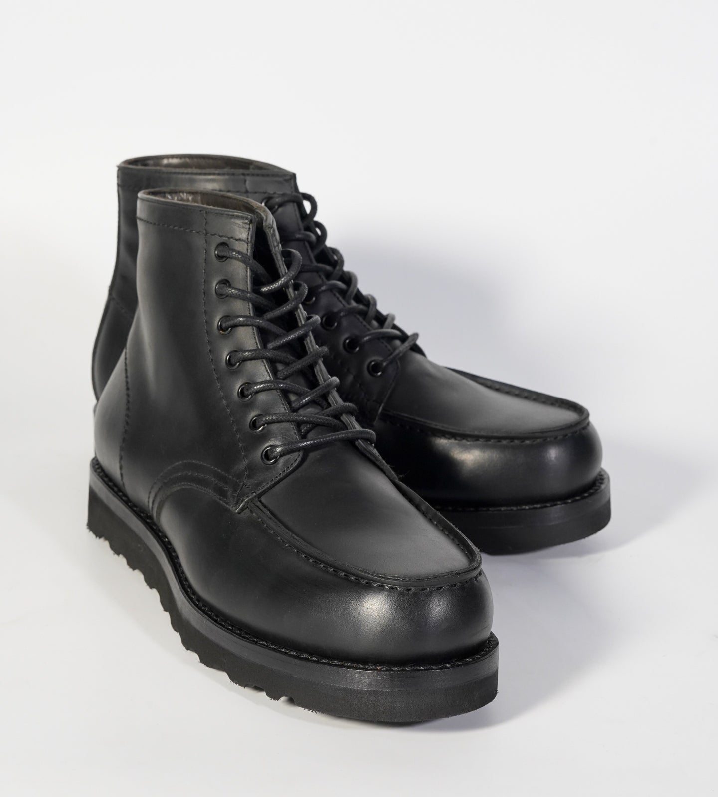 Hand-Welted Black Oiled Leather Moctoe Boot