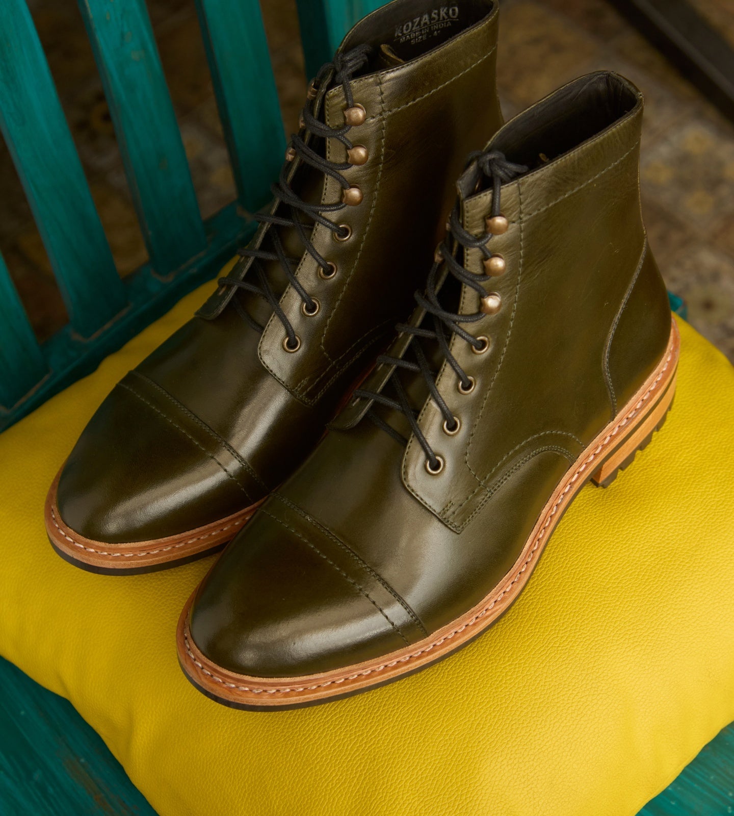 Hand-Welted Olive Captoe Boot