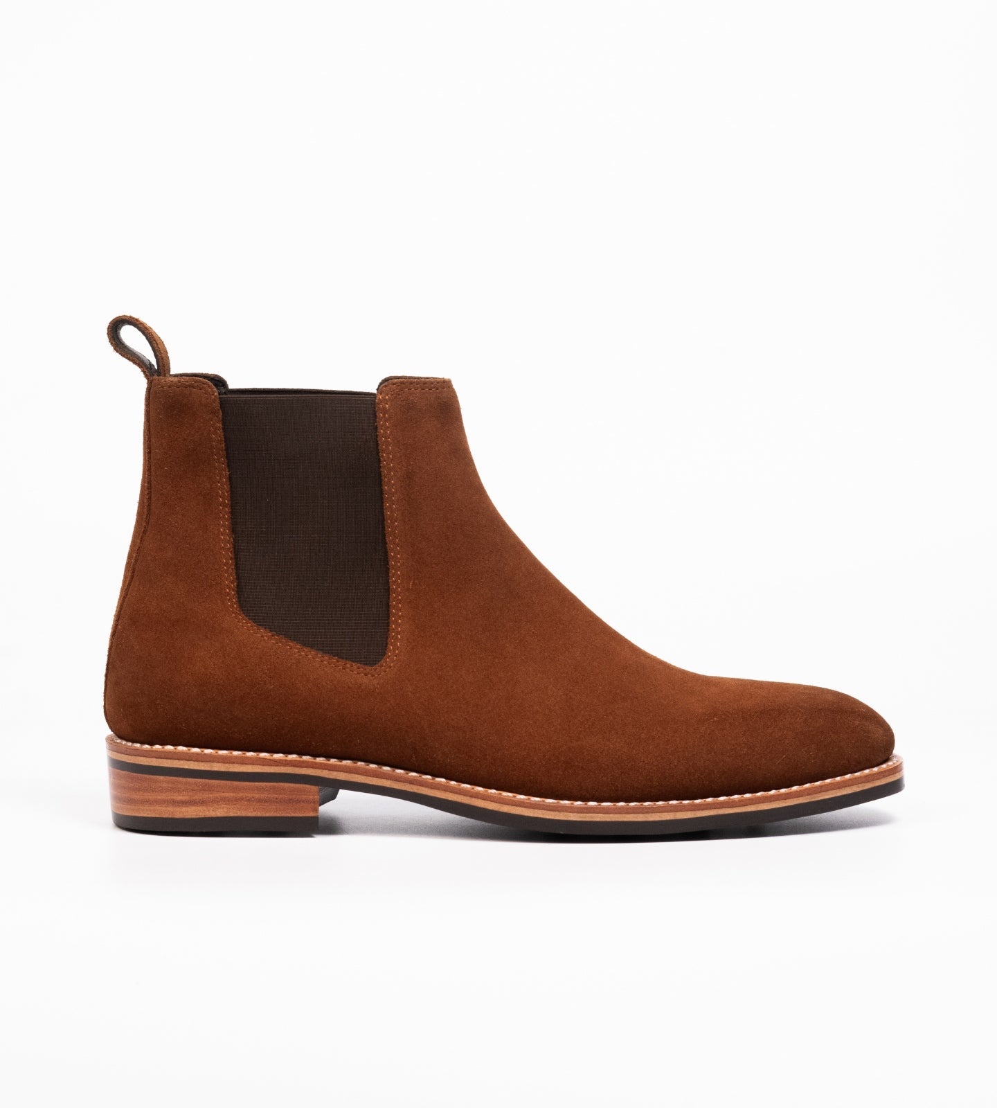 Hand-Welted Caramel Suede Wholecut Chelsea Boot