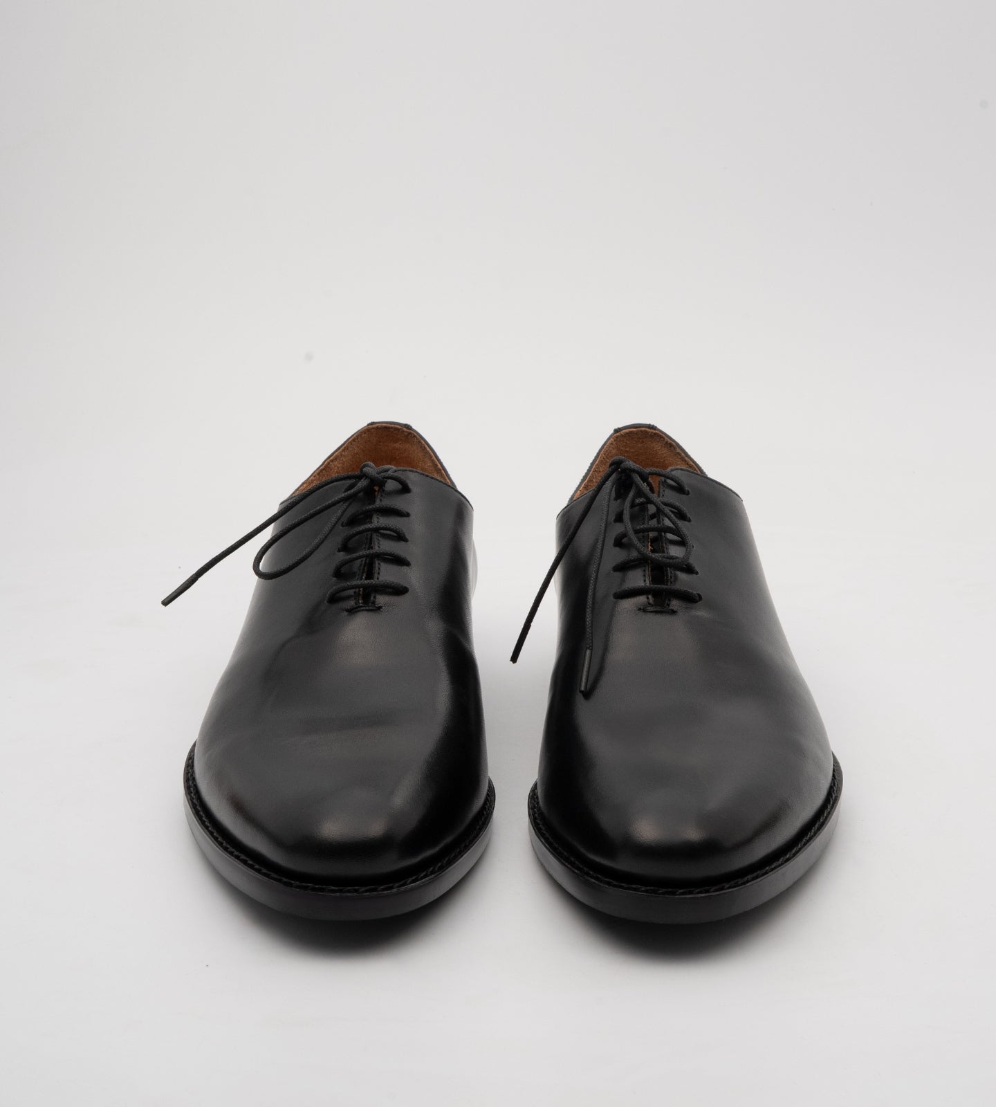 Hand-Welted Almond Toe Black Wholecut Oxfords
