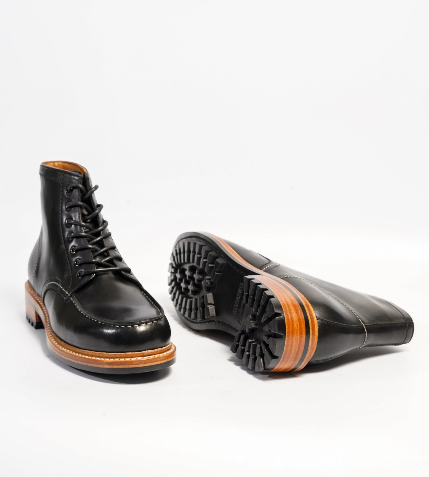 Hand-Welted Black Full Grain Moctoe Boot
