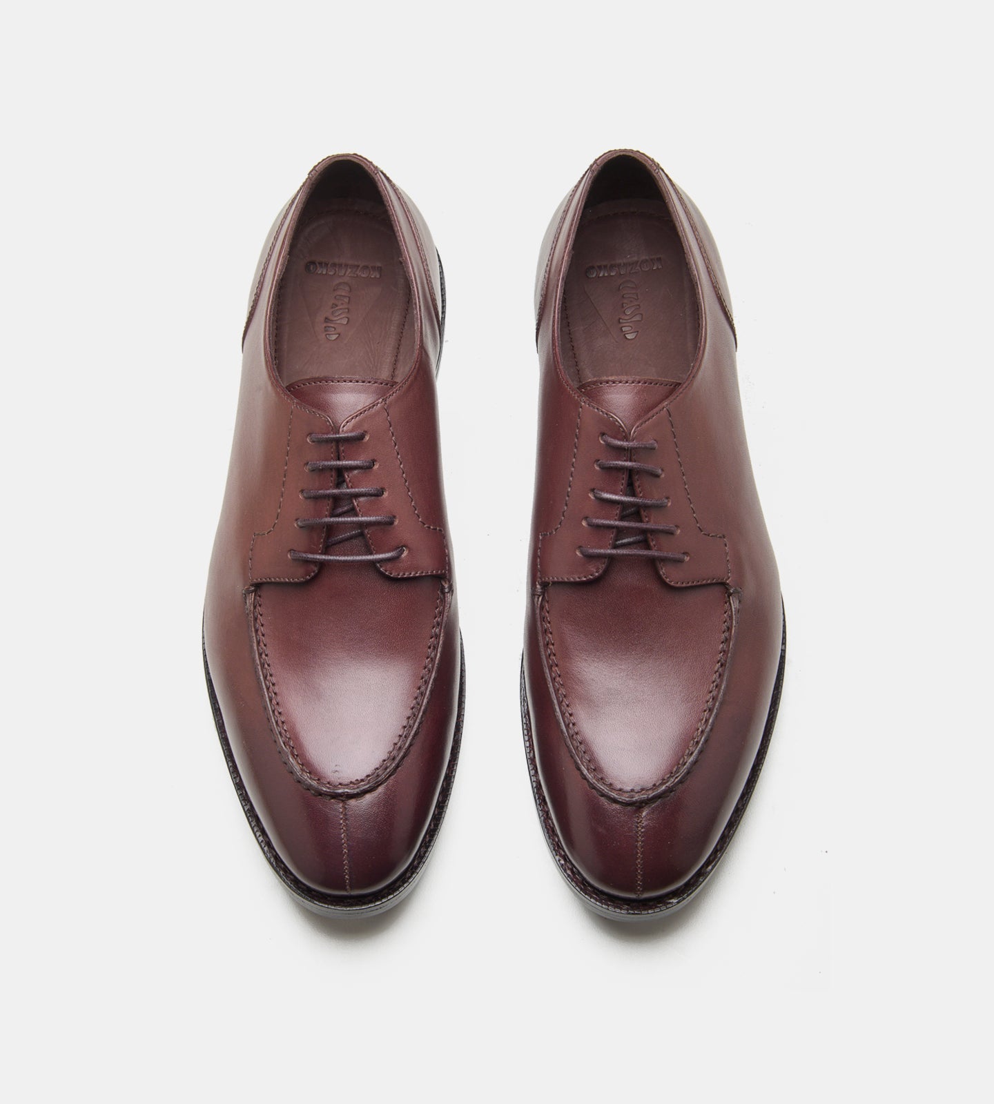 Hand-Welted Mahogany Split Toe Derby