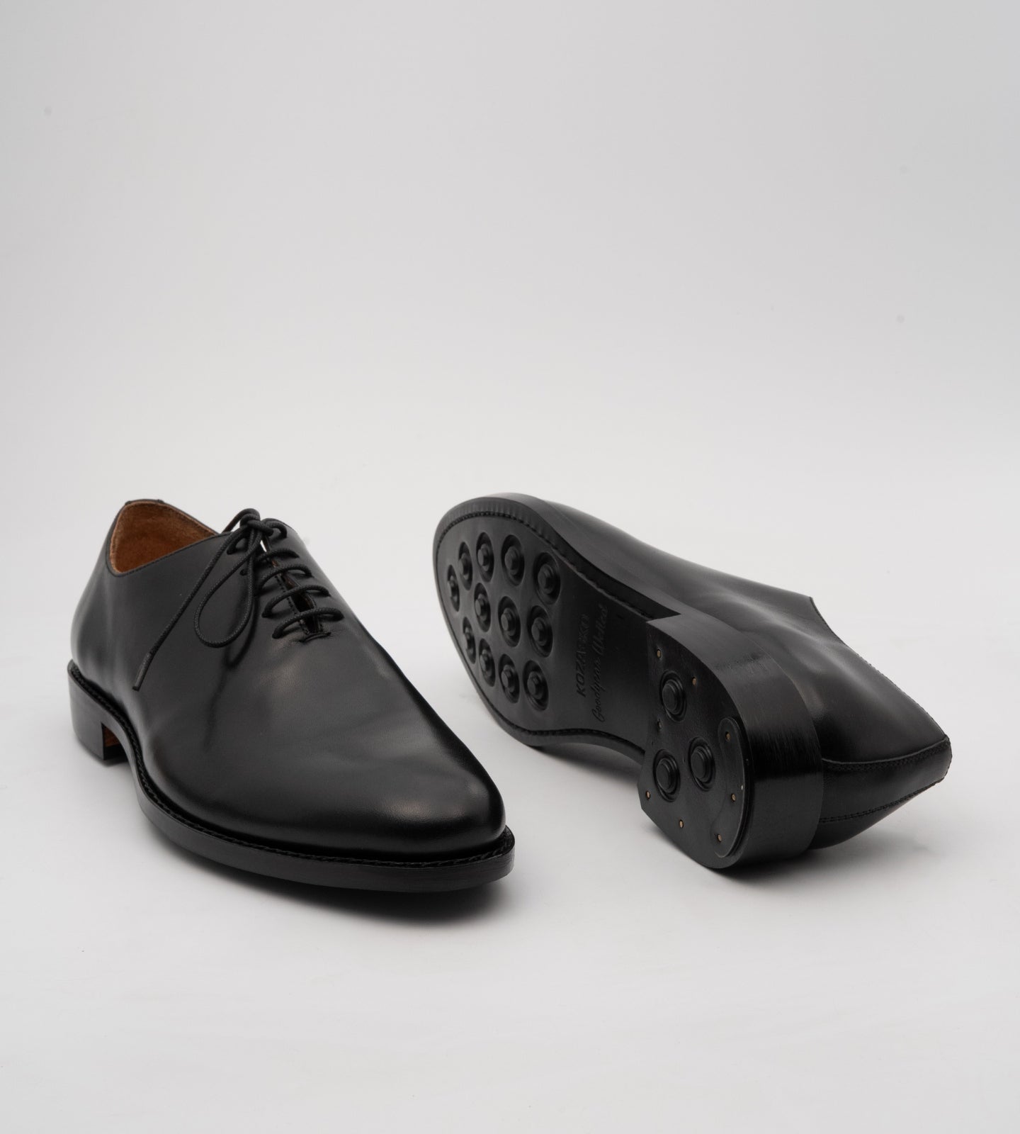 Hand-Welted Almond Toe Black Wholecut Oxfords