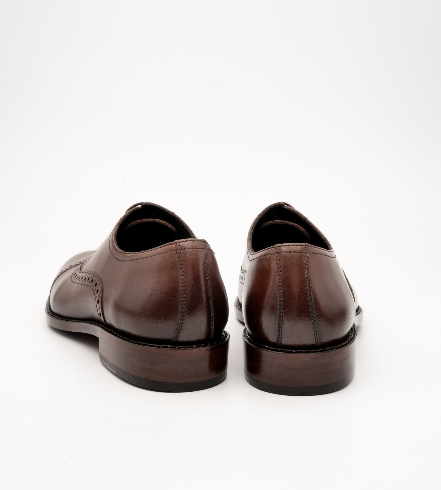 Hand-Welted Semi Brogue Brown Captoe Oxfords