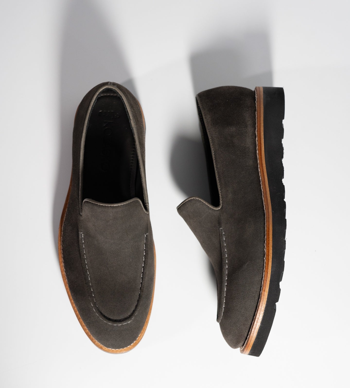 Dark Grey Suede Hand-Welted Comfort Loafers
