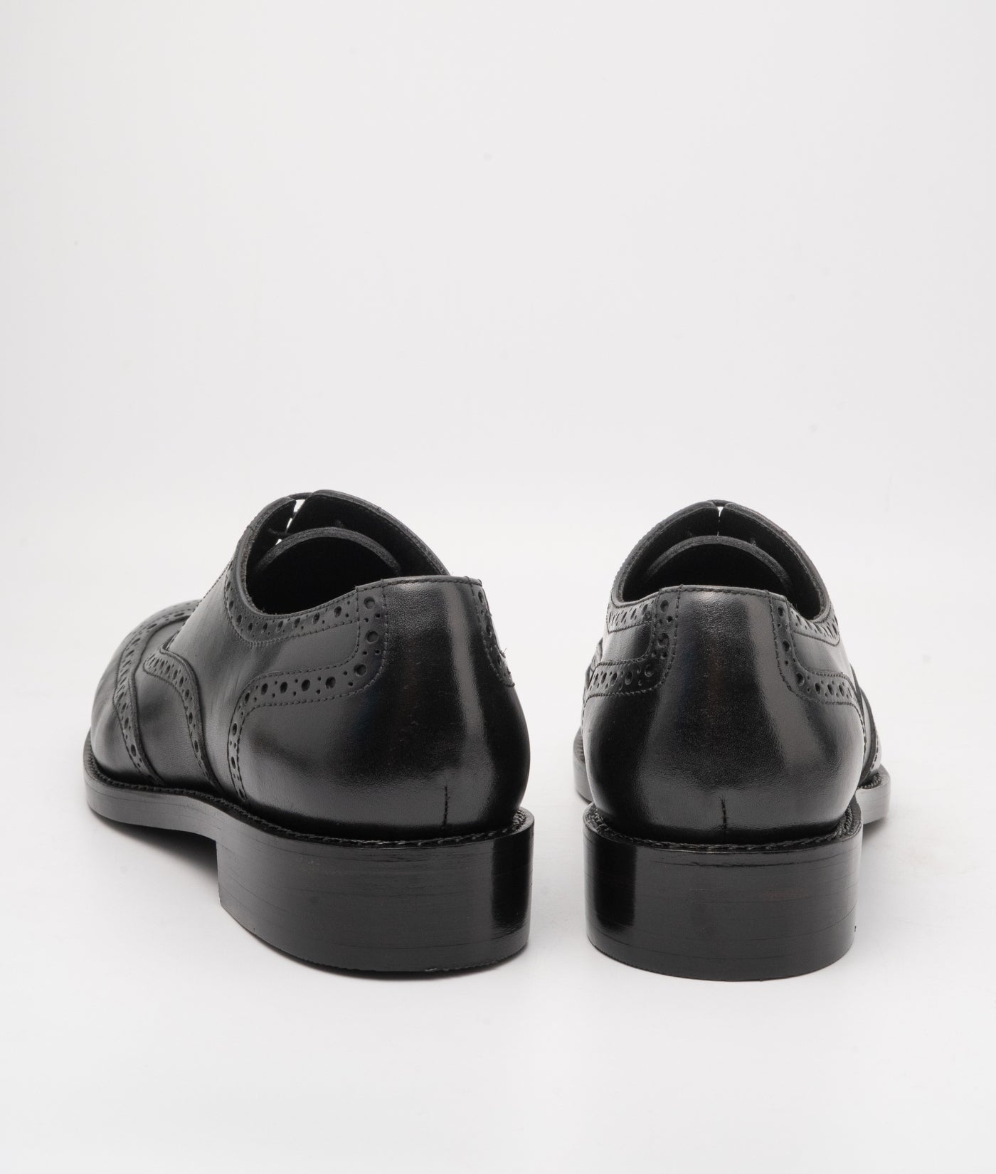 Hand-Welted Full Black Wingtip Oxfords